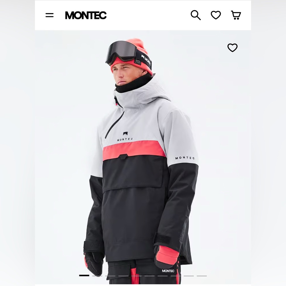 MONTEC Dune Men’s Large (Light Grey/Coral/Black) INSULATED Ski/Snowboard Jacket